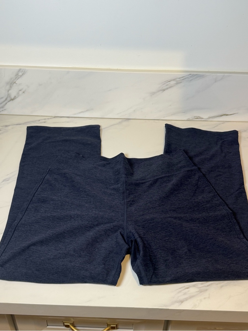 Vuori blueish greyish yoga pants with wide leg